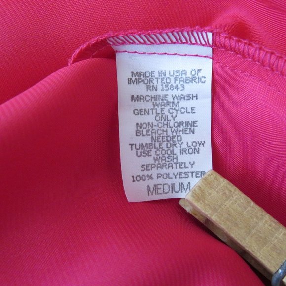 Vintage 80s Night Magic Hot Pink Kimono Robe Medium Knee Length Belted USA Made - Picture 8 of 10